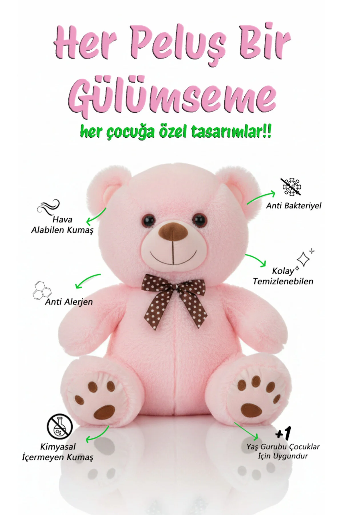 Ayıcık Sevimli 35cm - Sevimli & Yumuşak Pembe