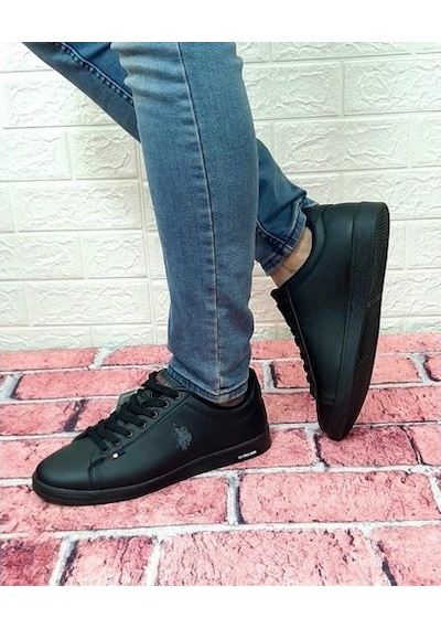 U.S. Polo Assn. U.S.Polo Franco Siyah Düz Tabanlı Sneaker Bayan Erkek Spor Ayakka U.S. Polo Assn. U.S.Polo Franco Siyah Düz Tabanlı Sneaker Bayan Erkek Spor Ayakka