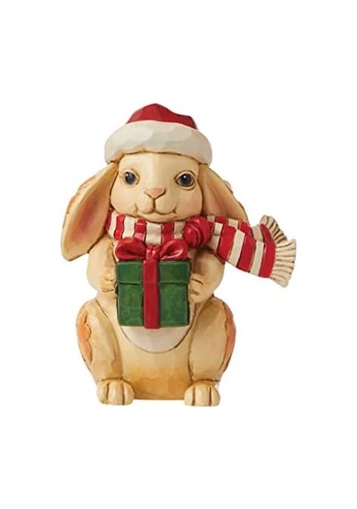 Enesco Jim Shore Heartwood Creek Noel Tavşanı Minyatür Heykelcik, 9,5 Cm, Çok Renkli