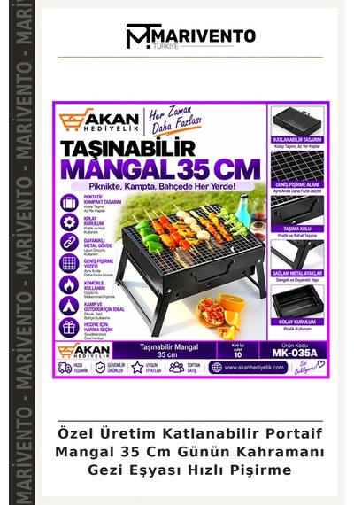 Özel Üretim Katlanabilir Portaif Mangal 35 Cm Günün Kahramanı Gezi Eşyası Hızlı Pişirme Çok Renkli