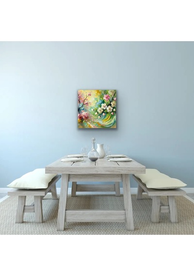 İlkbahar Mevsimi Kanvas Tablo 60x60cm Çok Renkli