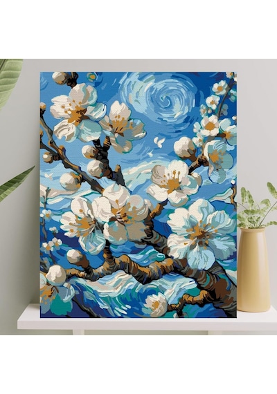 Sayılarla Boyama Tuval Seti Fırça Boya Dahil Çıtalı 40x50 Cm - Bahar Dalı