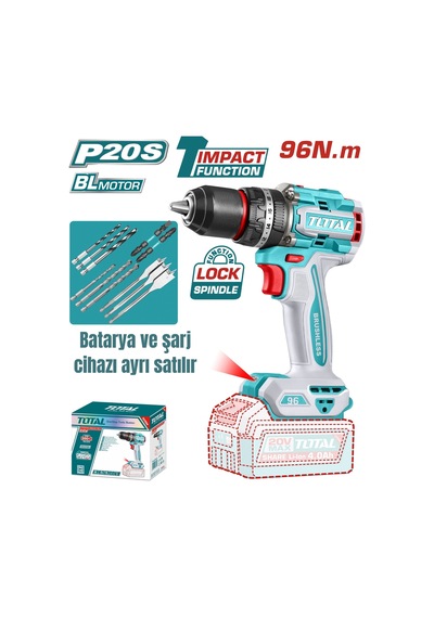 Total Lı-ıon Akülü Kömürsüz Darbeli Matkap 96nm Solo Tıdlı209681