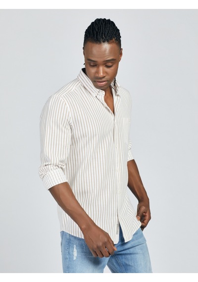 2027027 Erkek Shırt Long Sleeve Bej