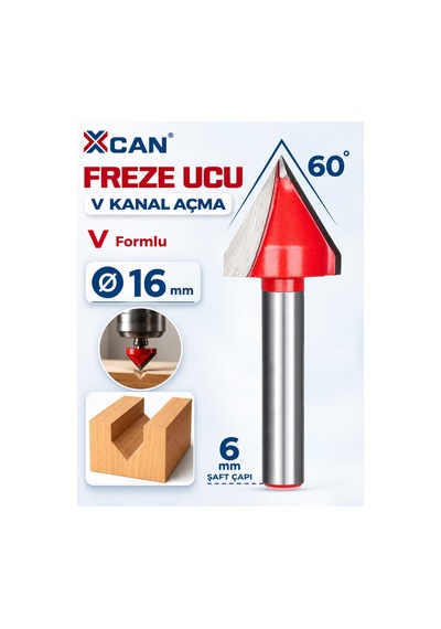 60 V Kanal Freze Ucu Ø16 Mm 6 Mm Şaft Gravür Ve Kanal Açma