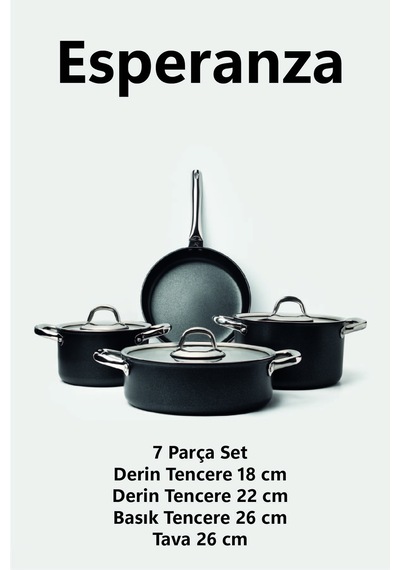 Esperanza 7 Parça Titanyum Tencere Ve Tava Seti Siyah Siyah
