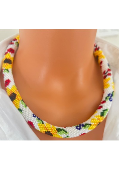 Chichibeads Modern Bohem Boncuk Kolye Bileklik Set Beyaz - Kırmızı