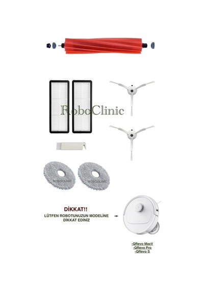 Roborock Q Revo Pro / Maxv / S / Uyumlu Yedek Fırça,hepa Filtre,mop Seti-8 Parça