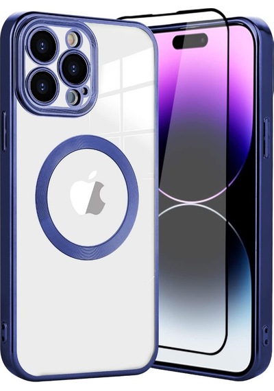 Smcase Apple Uyumlu iPhone 14 Pro Max Kılıf Kamera Korumalı Omega Lazer Silikon Tam Kapatan Ekran Koruyucu Siyah