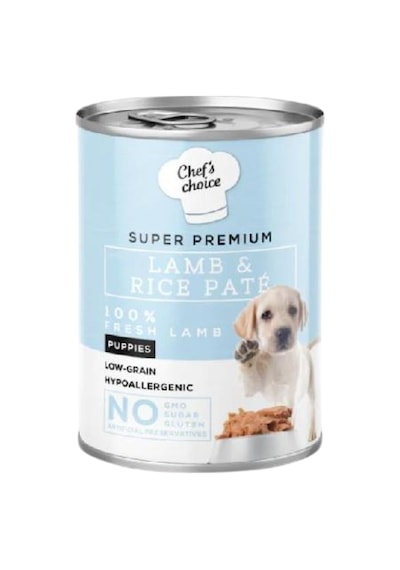Chef's Choice Hypo-allergenic Kuzulu Ve Pirinçli Düşük Tahıllı Yavru Köpek Konservesi 400gr
