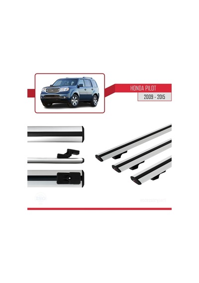 Honda Pilot 2009-2015 Arası İle Uyumlu Basic Model Ara Atkı Tavan Barı Gri 3 Adet