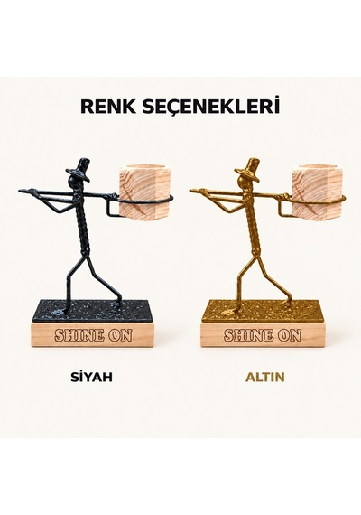 Kişiye Özel Sukulent Saksı Standı – El Yapımı Metal Heykel ve Ahşap Kaide SPH005