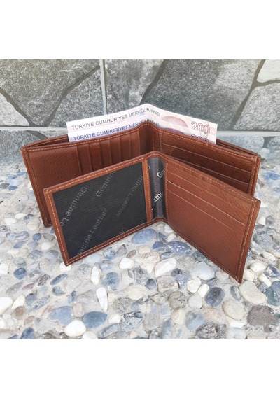 Gvnbag Hakiki Deri Erkek Yatay Büyük Boy Taba Cüzdan Gvn-0136