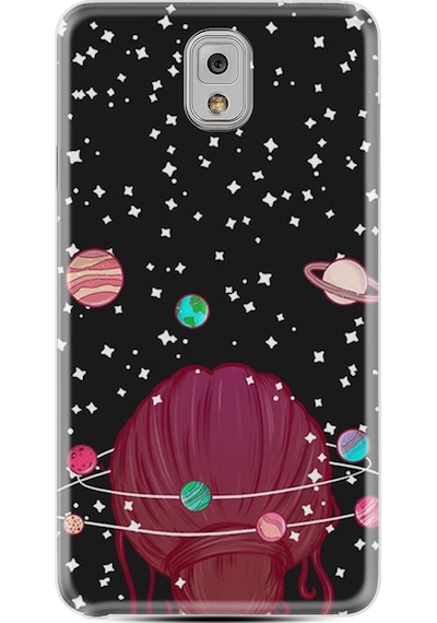 Samsung Uyumlu Galaxy Note 3 Kılıf Silikon Space Woman 1311