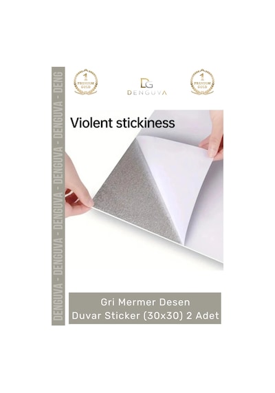Sticker Mutfak Banyo Tezgah Duvar Sticker Isıya Dayanıklı Yapışkanlı Gri Mermer Desen 30x30cm - 2 A
