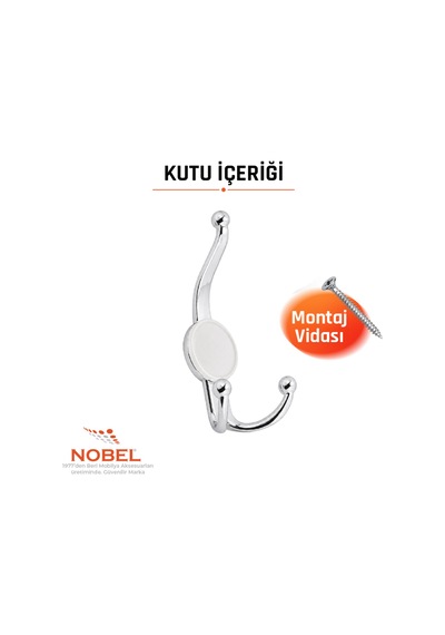 Mi Sket Portmanto Askısı, Metal Vestiyer Askısı, 23 Gr, Dolap Ve Duvar Askılığı, Krom Vidalı