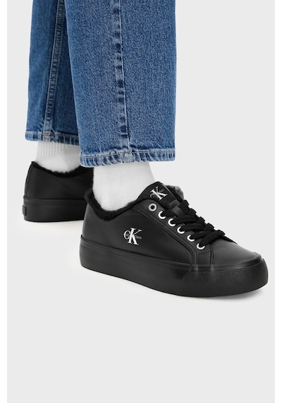 Calvin Klein Logolu İçi Kürklü Deri Sneaker Ayakkabı Hw0hw032350gj Kadın Ayakkabı Hw0hw03235 0gj Siyah