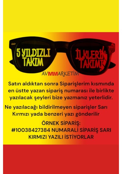 Parti Gözlüğü Sarı Kırmızı Yazılı Gözlük Şampiyonluk Kutlaması İçin Sarı Kırmızı Yazılı Gözlük