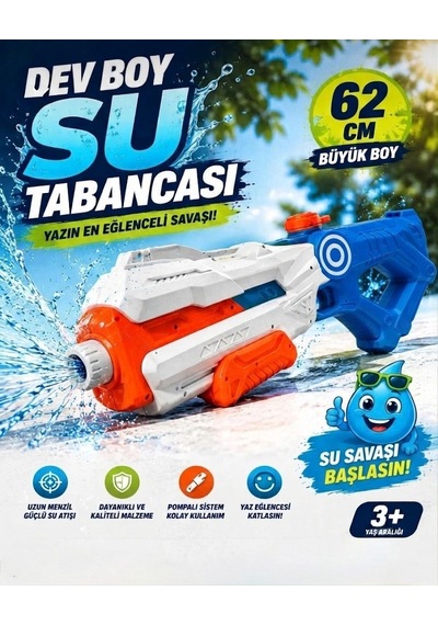 Dev Boy 62 Cm Su Tabancası - 1000 Ml Su Haznesi İle Yazın En Eğlenceli Savaşları Başlasın