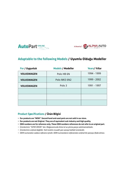Volkswagen Polo İçin Ön Cam Kriko Plastiği-sol