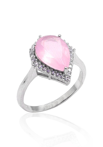 Pembe Kuvars Taşlı Damla Model 925 Ayar Gümüş Dörtlü Set 20102353
