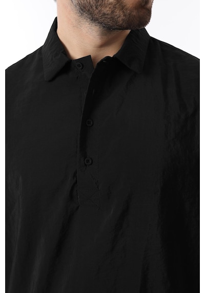 Madmext Siyah Oversize Rahat Kesim Kısa Kollu Gömlek 6744