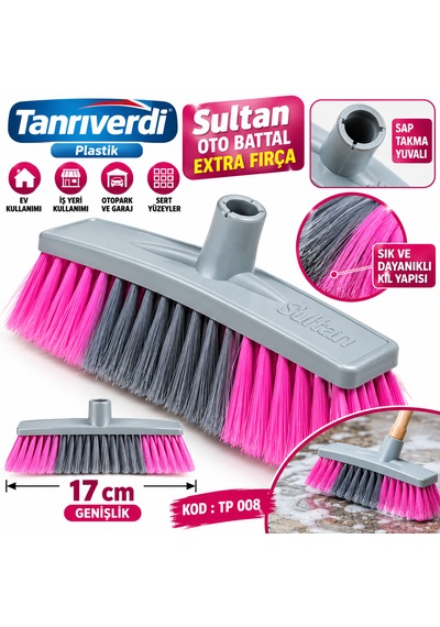 17 Cm Oto Battal Extra Fırça Araba Yıkama Temizlik Süpürgesi Ve Süngerli Set