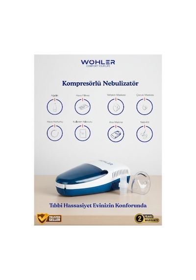 Wohler Kompresörlü Nebülizatör Hava Buhar Makinesi