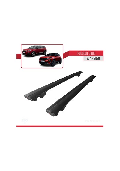 Peugeot 3008 2017-2020 Arası İle Uyumlu Hook Model Anahtar Kilitli Ara Atkı Tavan Barı Siyah