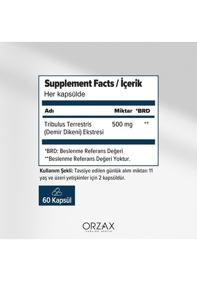 Orzax Ocean Tribulus Terrestris 500 Mg 60 Kapsül