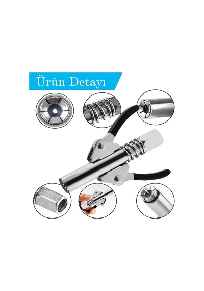 Adjtrade Yeni Nesil Mandallı Gres Pompa Ucu Ve 30cm Hortum Adjnm506