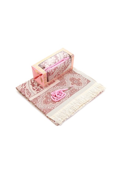 Özel Hediyelik Kutulu Seccadeli Tesbihli Set Pembe