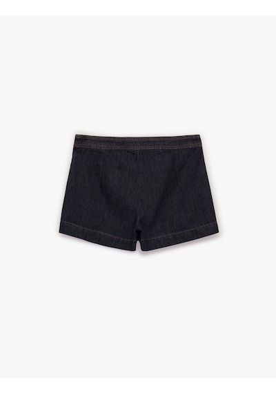 Koton Rahat Kalıp Fermuarlı Asimetrik Denim Mini Şort Etek Koyu İndigo 6sal40168md
