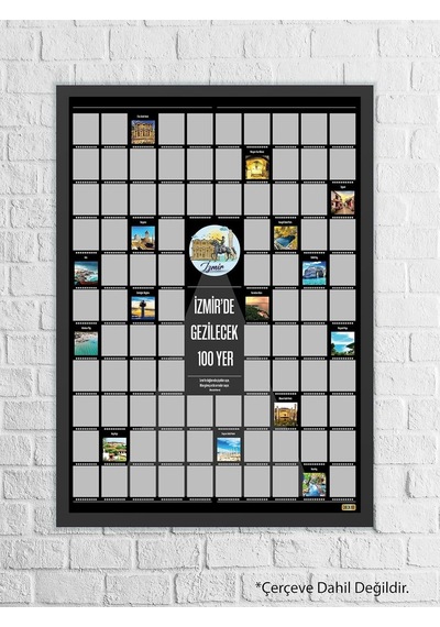 Check100 Best Of Izmir Kazı Kazan Posteri, Kazınabilir Izmir'de Gezilecek 100 Yer