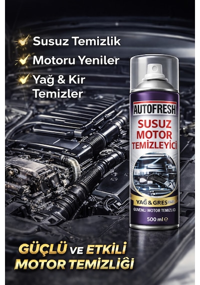 Susuz Motor Temizleyici Sprey 500 Ml Yağ & Gres Çözücü, Parlatıcı Etkili Motor Temizliği