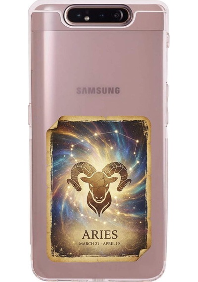Samsung Galaxy A90 İle Uyumlu Burç Kartları Koç Tasarımlı Şeffaf Silikon Kılıf Şeffaf
