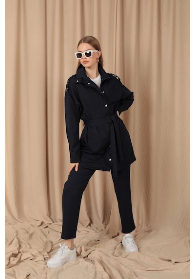 Saklımoda Beli Lastikli Düz Kadın Lacivert Pantolon Çok Renkli