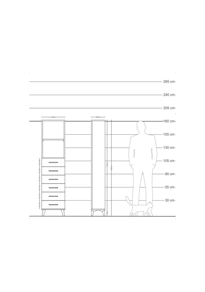 Arges Dolap 2 Raflı 6 Çekmeceli 44x30x182 Antrasit-çam Antrasit