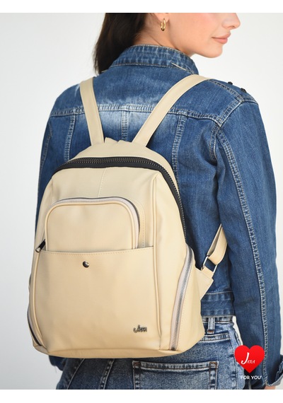 Jara Bag Freya Kadın Sırt Çantası Şık, Yumuşak Dokulu Ve 5 Bölmeli Vizon