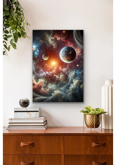 Gezegenler Kanvas Tablo 70x100cm Çok Renkli