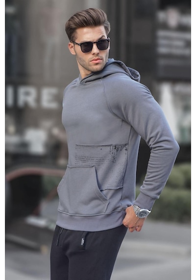 Madmext Füme Kapüşonlu Sweatshirt 6151-füme Füme