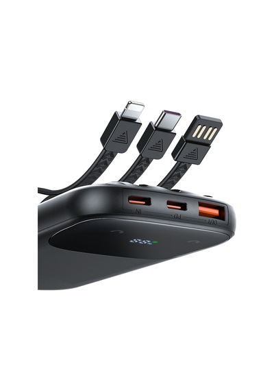 Mcdodo Mc-8520 10000mah 22.5w Pd Qc Hızlı Şarj Dijital Göstergeli Çoklu Kablolu Powerbank Siyah