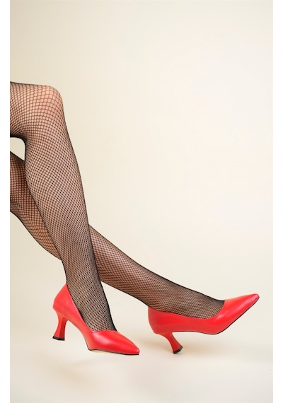 Birikon Lazlo Alçak Topuklu Stiletto Kırmızı-4887 Kırmızı