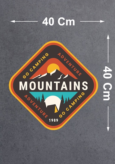 Dağ Kamp Ve Macera Sticker - Camping Adventure Mountains Sticker - Araba Oto Motosiklet Karavan Cam Sticker - 00114 40x40 Cm