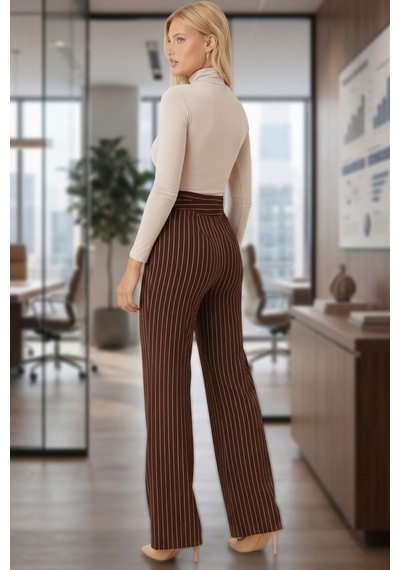Armonika Kadın Kahve Bol Paça Kumaş Pantolon Arm-26k001053