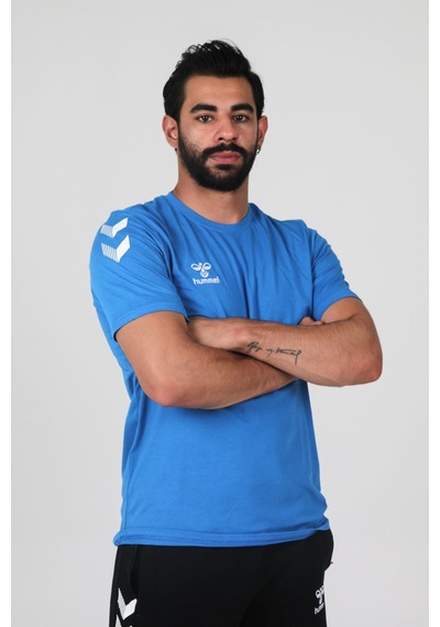 Hummel Armin Pamuklu Bisiklet Yaka Tişört Saks Mavi