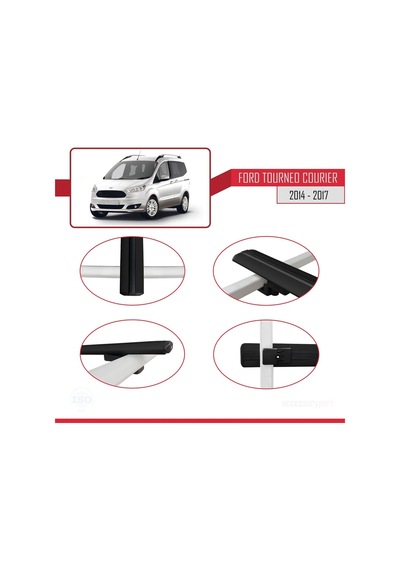 Ford Tourneo Courier 2014-2017 Arası İle Uyumlu Basic Model Ara Atkı Tavan Barı Siyah 3 Adet