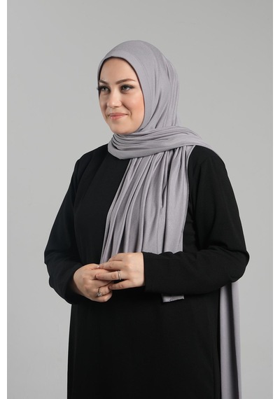 Hürrem Bone Gri Pratik Hazır Geçmeli Şal Viskon Önü Süngerli Penye Şal 2202 15 Gri