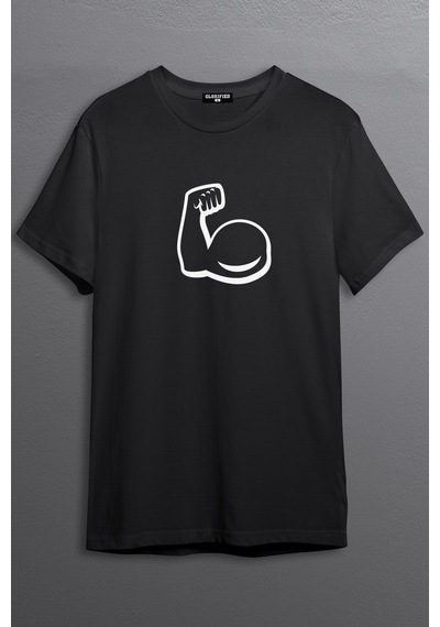 Noıssey -wed Biceps King Tasarım Baskılı Spor T-shirt Siyah