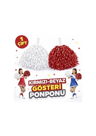 1 Çift 2 Adet Kırmızı-beyaz Renk 23 Nisan 19 Mayıs 29 Ekim Okul Gösteri Ponponları Eks - Ezjı-749697 Renkli